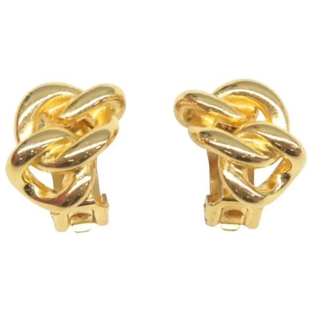 100% Authentic DIOR Gold Metal Clip-On Earrings 302-092924